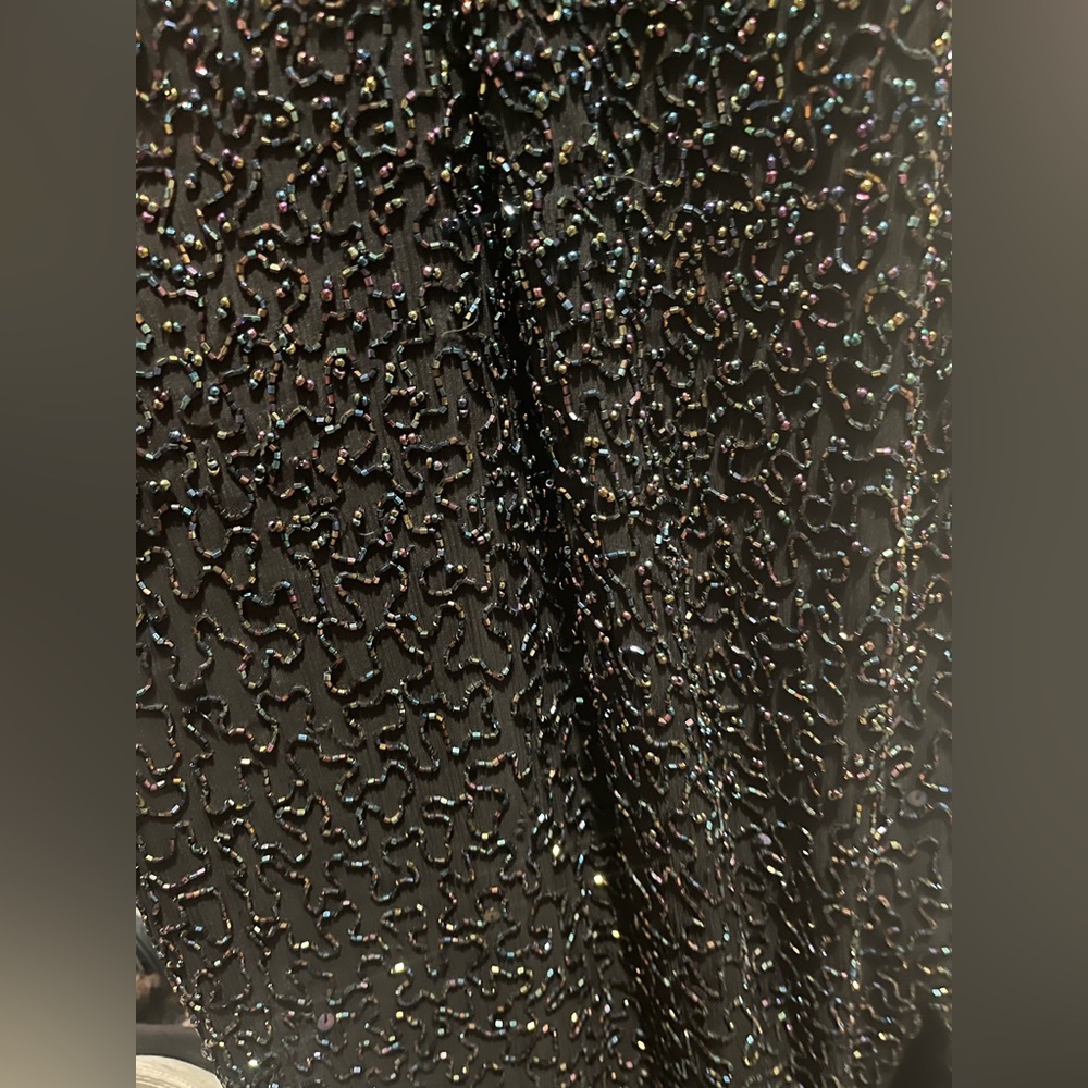 Cache Iridescent Beaded Silk Gown Formal Backless… - image 8